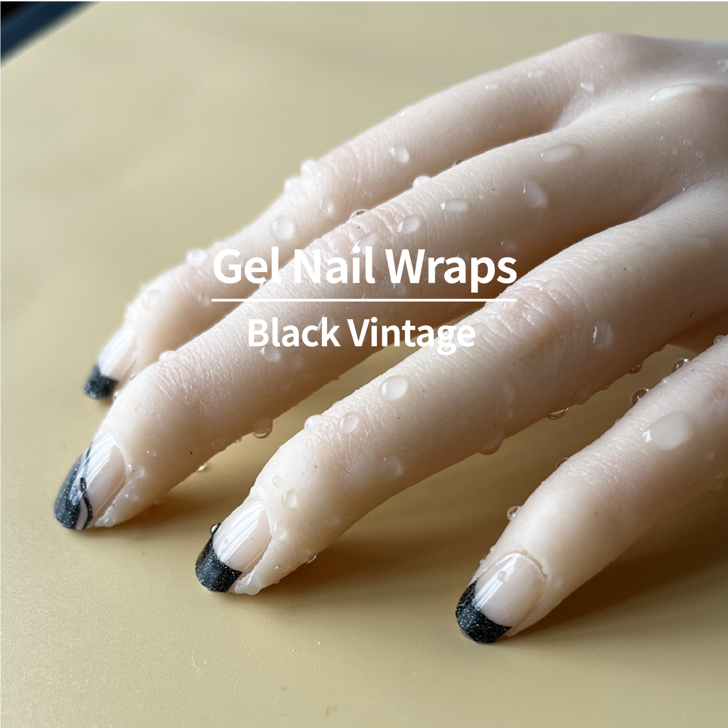 COLOURFULSHARK Nail Artist / Semi-Cured Gel Nail Wraps / Black Vintage